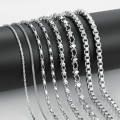 #ad 316L Stainless Steel Link Chain Necklace Bracelet For Women Men Silver Fashion $6.97
