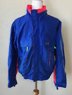 #ad White Sierra Men#x27;s Jacket Blue Ski Windbreaker Winter Light 1980s NEON Medium $22.30