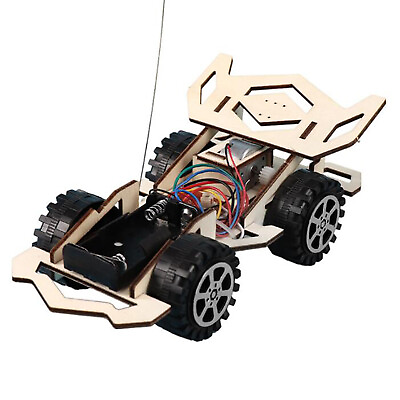 #ad Kids Toys Assembly Building Vehicle Toys DIY RC Car Wooden Racing Car Part $10.05