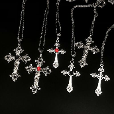 #ad Cross Necklace Gothic Gothic Punk Pendant Chain Jewelry Unisex Women Mens Choker $5.47