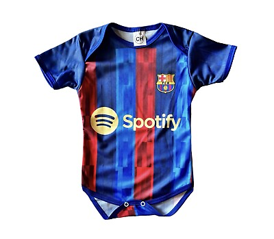 #ad FC Barcelona One Piece Baby Mameluco 0 3 Months Soccer Jersey Futbol 2022 23 $19.95