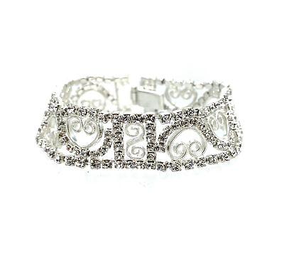 #ad Vintage Diamond Look Silvertone amp; Crystal Bracelet $75.00