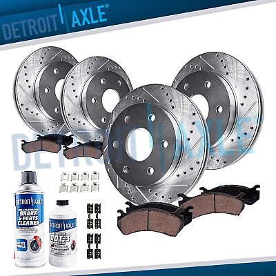 #ad Front amp; Rear Drilled Rotors Ceramic Brake Pads for 2012 2020 Ford F 150 6 LUGS $292.58