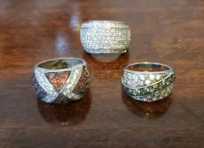 #ad Vintage Amethyst Topaz amp; Emerald Sterling Silver Rings Set of 3 Size 7 $69.99