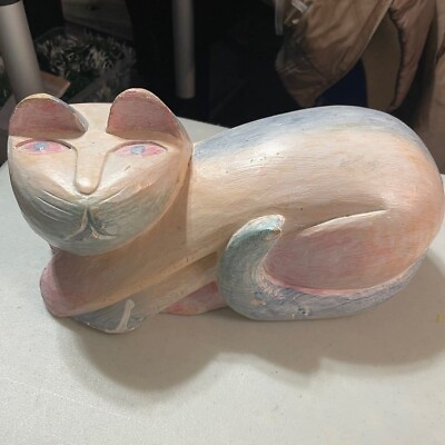 #ad Large Pastel Cat Decor Southwestern Style Cat Made in Indonesia $28.28