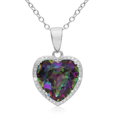 #ad Women 925 Sterling Silver Necklace Chain Amethyst Crystal Heart Purple Pendant $7.99