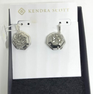 #ad Kendra Scott Cynthia Platinum Silver Drusy Earrings $48.00