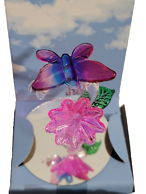 #ad Glass Butterfly Hand Finished Glass Ornament Mirror Bottom $8.99