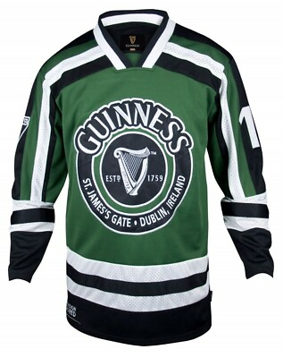 #ad Guinness Green and White Harp Hockey Jersey Shirt Irish Dublin Ireland New $79.95