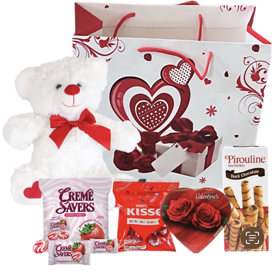 #ad #ad Valentines Day Gift Basket Set Teddy Bear Plush COLOR VARYS Creme Savers Hard $29.45