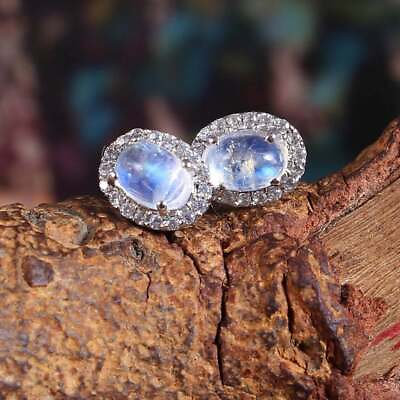 #ad Beautiful Moonstone Stud Earring for Girls with 925 Sterling Silver EarringGift $229.49