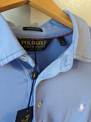 #ad NWT Ralph Lauren Polo Golf Mens Shirt Size L Stretch Lisle Soft Light Blue Large $24.99