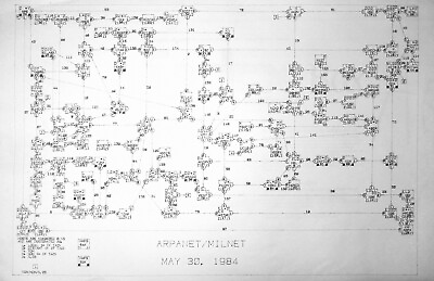 #ad Poster 24x37; ARPANET MILNET as of May 30 1984 BBN map $34.06