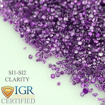 #ad CERTIFIED Round Fancy Purple Color Enhanced SI Loose Natural Diamond Wholesale $6.80