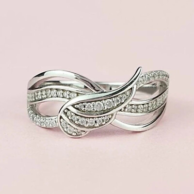 #ad Women Elegant Gift 925 Silver Plated Ring Cubic Zircon Wedding Jewelry Sz 6 10 C $3.01
