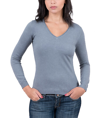 #ad Real Cashmere Grey V Neck Cashmere Blend WomensSweater $29.99