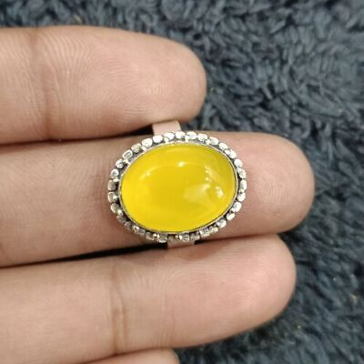 #ad 925 Sterling Silver Ring Yellow Sapphire Handmade Statement Lovely Ring HM1237 $11.91