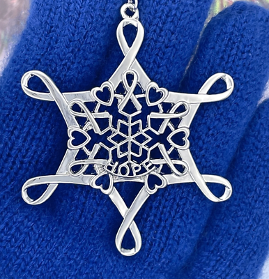 #ad Pewter Ribbon of Life Snowflake Ornament Pendant $19.99
