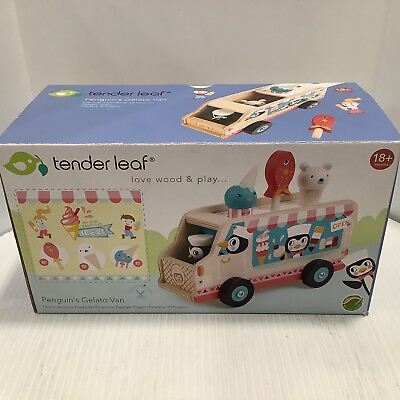 #ad Tender Leaf Toys Wooden Penguin#x27;s Gelato Van Rolling Toy 18M Toddler Pre School $9.99
