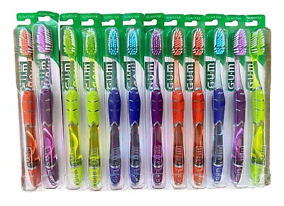 #ad 12 Pack GUM Technique Deep Clean Soft Toothbrush 524 Full Sized Multi Color $29.98