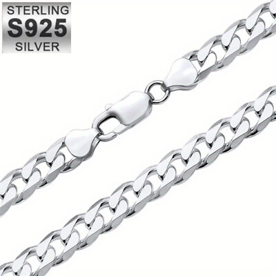 #ad Chic 925 Sterling Silver Fashion Jewelry 8mm Sideways Chain Necklace For Man $7.99