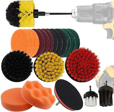 #ad 22PCS Drill Brush Set Power Scrubber Attachments Car Carpet Tile Grout Cleaning $30.99