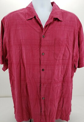 #ad Tommy Bahama Casual Button Down Wine Short Sleeve Shirt Size XL $41.44