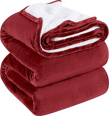 #ad Sherpa Bed Blanket 480GSM Plush Blanket Fleece Reversible Blanket Utopia Bedding $18.80