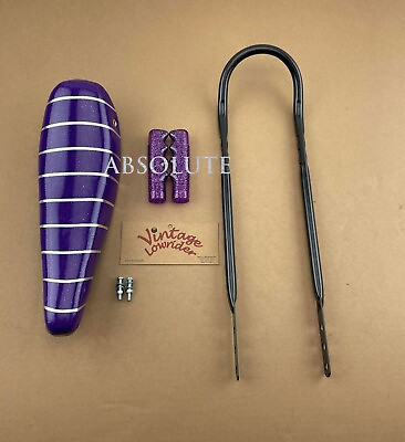 #ad 16quot; VINTAGE LOWIRDER PURPLE SILVER BANANA SEAT W SISSY BAR amp; GRIPS FOR 16quot; BIKE $61.74
