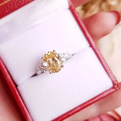 #ad Oval Yellow diamond ring engagement ring 3carat oval fancy yellow diamond ring $62.42