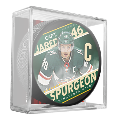#ad NHL Captain Series Jared Spurgeon #46 Minnesota Wild Hockey Puck w Cube $14.95