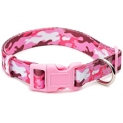 #ad Pink Camo Dog Collar for Boy Girl Cute Collars for Male Female Small Medium L... $17.19