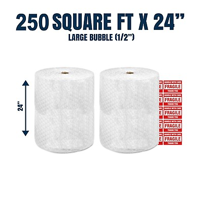 #ad Bubble Cushioning wrap 250 ft² x 24 Wide 12 Large Bubble Perforated Every 12 $44.82