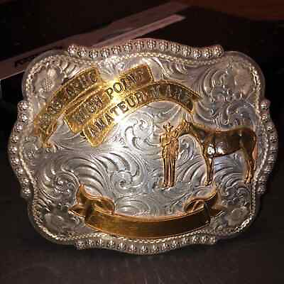 #ad Vintage VTG WAGE Sterling Plated APHC Horse Show Award High Point Belt Buckle $189.00