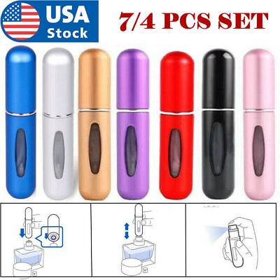 #ad 7 4PCS Mini Refillable Travel Portable Perfume Atomizer Bottle Spray Pump Case $11.99