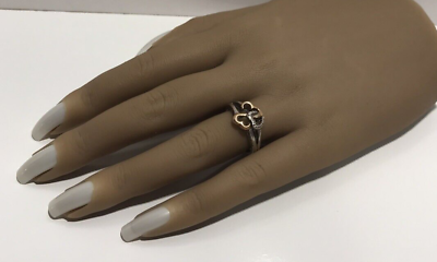 #ad Jane Seymour JWBR 925 Silver 14K Diamond Open Hearts Ring Size 7 $89.95