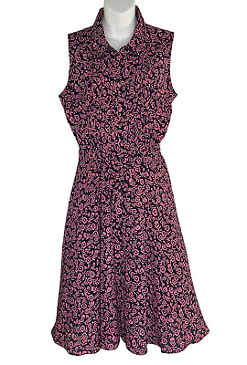 #ad Nanette Lepore Sz 8 Dress Floral Button Sleeveless EUC FAST SHIP $23.25