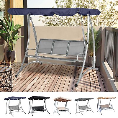 #ad Three Person Steel Outdoor Porch Swing Chair Bench with Canopy Cover $169.99