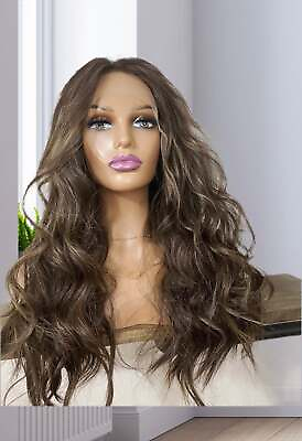 #ad 22quot; Beautiful Brown with Med Blonde highlights Med Lace Front Cap silky texture $1699.00