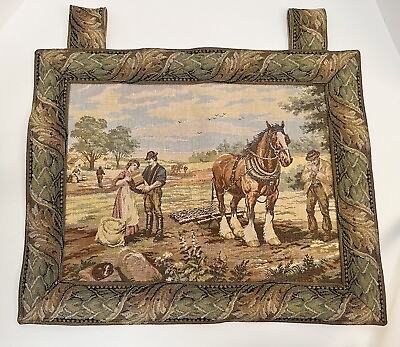 #ad VTG Elegant Rustic Country Romantic Farm Couple Scenery Tapestry Wall Hanging $35.00
