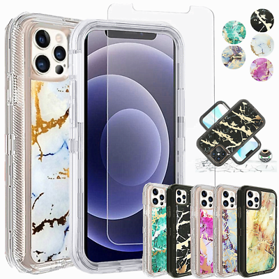 #ad For iPhone 13 12 11 Pro Max X 6 7 8 Plus Shockproof Defender Marble Case Screen $9.69