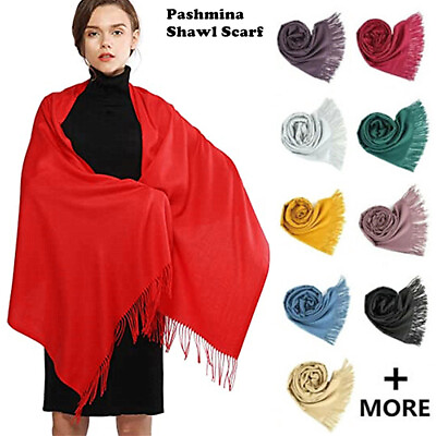 #ad 2 ply 28quot;X78quot; Solid Pashmina Scarf Rectangle Shawl Wrap Stole Wool Feel Silky $8.99