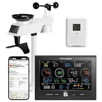 #ad VIVOSUN 18 in 1 Wi Fi Wireless Weather Station 24 48H Forecast w 7.6quot; Display $169.99