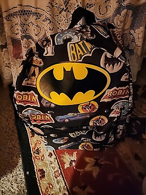 #ad DC Batman amp; Robin Comic Prints Backpack w Zip Pocket Normal Size Vinyl Canvas $8.00