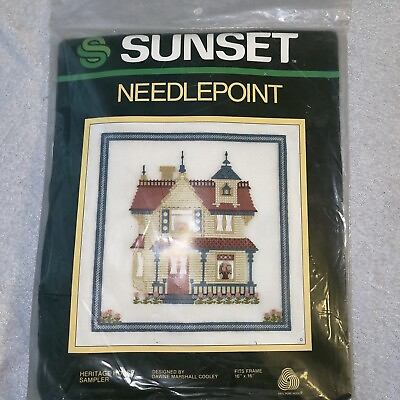 #ad NEW IP VTG 1983 Sunset Needlepoint Kit Heritage House Sampler 16quot;X16quot; $16.27