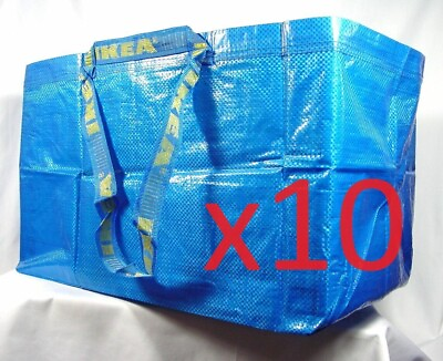 #ad IKEA 10 X LARGE BLUE BAGS Shopping Bag Laundry Storage Travel Tote FRAKTA $24.40