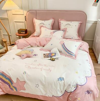 #ad Cute Girl Quilted Duvet Cover Bedding Set Pillowcases Queen KiNG Bed Cotton 100% $150.40