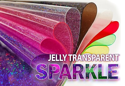 #ad 30 Gauge Jelly Transparent Sparkle Glossy Plastic Vinyl Fabric 48quot; Wide Sold BTY $11.75