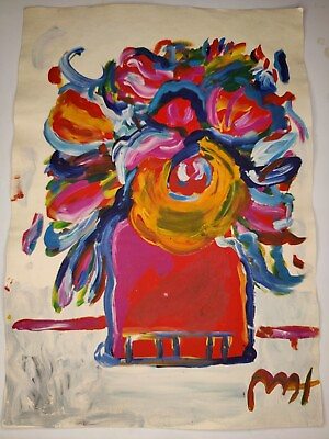 #ad Peter Max Painting Drawing Vintage Sketch Paper Signed Stamped $249.98