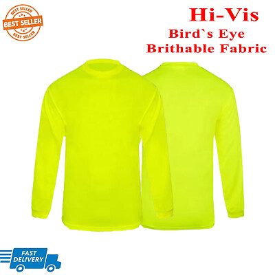 #ad TPG Safety Work Hi Vis Viz High Visibility T Shirt Long Sleeve Neon Tee Shirts $10.85